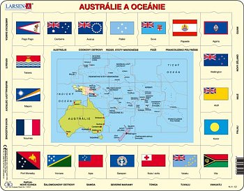 The Map of Austraila and Oceania + Flags