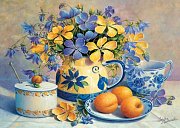 Still life with flowers and fruit