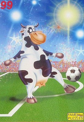The Cow is playing football