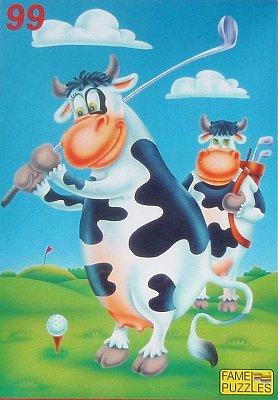 The Cow is playing Golf